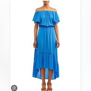 COPY - Time and Tru Maxi Dress High Low Peasant blue Large L